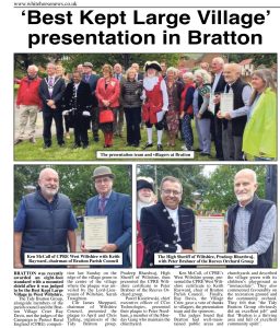 Clipping from White Horse News about CPRE Best Kept Village awards presentation to Bratton
